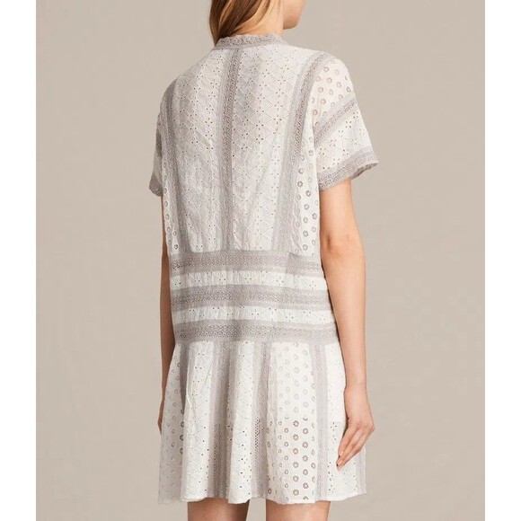 ALL SAINTS Cyndi Tee Mini Tunic Dress Eyelet Lace Boho Women's Size M - Picture 4 of 15